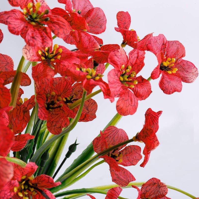 JEMONG 12 Bundles Artificial Flowers Outdoor UV Resistant Fake Flowers No Fade Faux Plants Garden Porch Window Box Decorating (Deep Red) - Image 2